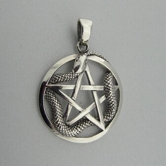 Zilveren Hanger Pentagram met Slang 