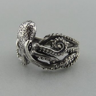 Zilveren Ring Octopus