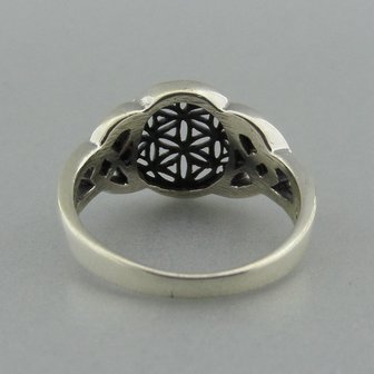 Zilveren Ring Flower of Life met Keltische Triquetra