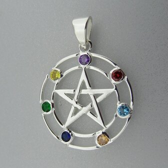 Zilveren Hanger Pentagram in Chakra  