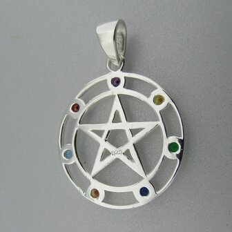 Zilveren Hanger Pentagram in Chakra  