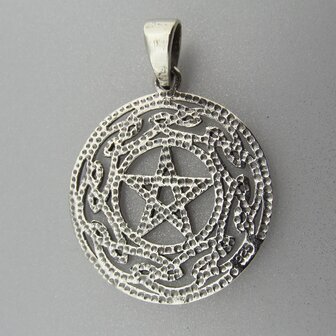 Zilveren Hanger Pentagram in Keltische Cirkel  