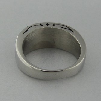 Edelstaal Ring Doodshoofd met Vleugels   