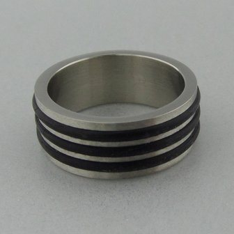 Edelstaal Ring met Rubber     