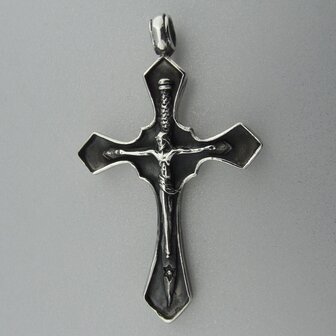 Zilveren Hanger Kruis Crucifix Geoxideerd