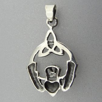 Zilveren Hanger Keltische Claddagh met Triquetra 