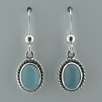 Zilveren Oorbel Aqua Chalcedony  