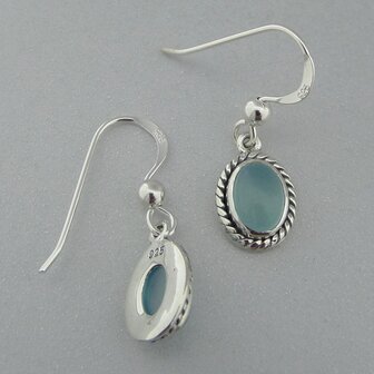 Zilveren Oorbel Aqua Chalcedony  