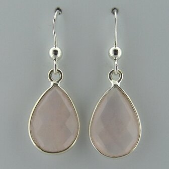 Zilveren Oorbel Rose Quartz  