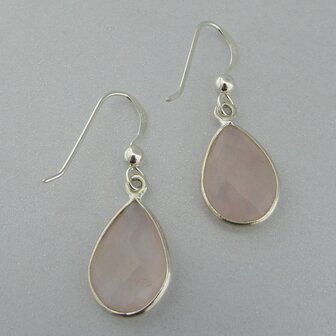 Zilveren Oorbel Rose Quartz  