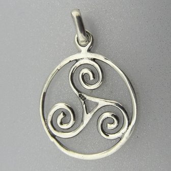 Zilveren Hanger Keltische Triskel in Cirkel  