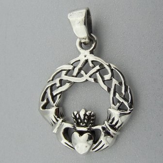 Zilveren Hanger Keltische Claddagh   