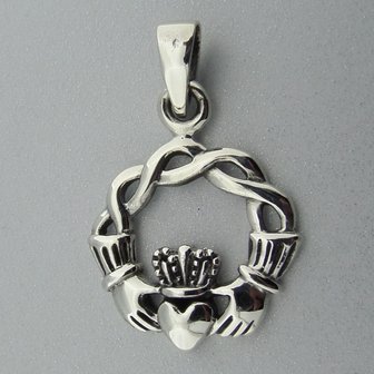 Zilveren Hanger Keltische Claddagh met Infinity   