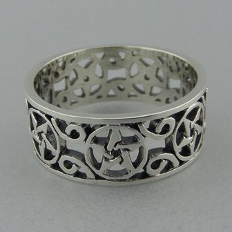 Zilveren Band Ring Pentagram  