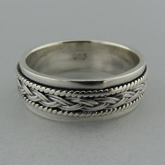 Zilveren Band Ring Draaibaar Vlecht   