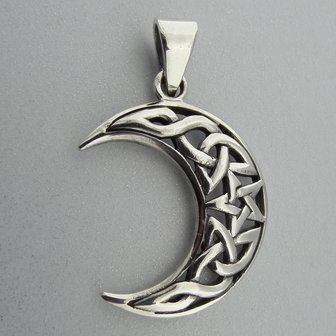 Zilveren Hanger Keltische Halve Maan met Pentagram  