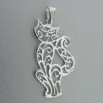 Zilveren Hanger Kat ( Poes )  