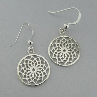 Zilveren Oorbel Flower of Life  