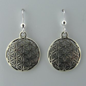 Zilveren Oorbel Flower of Life  