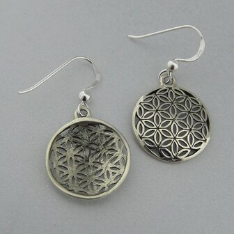 Zilveren Oorbel Flower of Life  