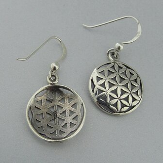 Zilveren Oorbel Flower of Life  