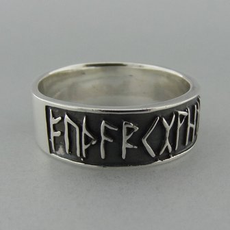 Zilveren Band Ring met Runentekens   