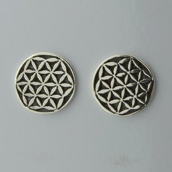 Zilveren Oorstekers Flower of Life  