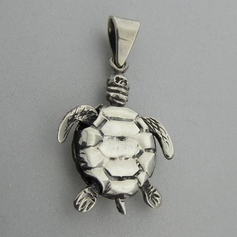 Zilveren Hanger Beweegbare Schildpad  