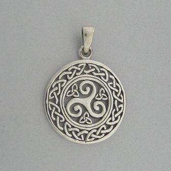 Zilveren Hanger Keltische Triskel met Triquetra