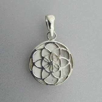 Zilveren Hanger Flower of Life op Parelmoer