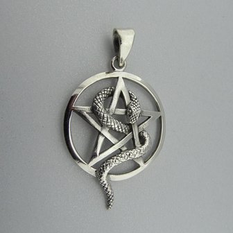 Zilveren Hanger Pentagram met Slang 