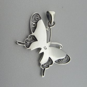 Zilveren Hanger Vlinder met Parelmoer achterkant