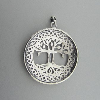 Zilveren Hanger Levensboom in Keltische Cirkel  