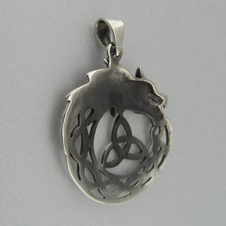 Zilveren Hanger Draak met Keltische Triquetra  