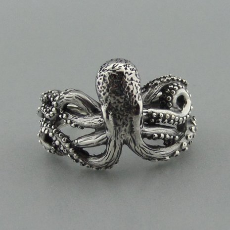 Zilveren Ring Octopus