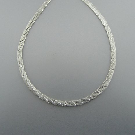 Zilveren Ketting Plat Gevlochten 50 cm 