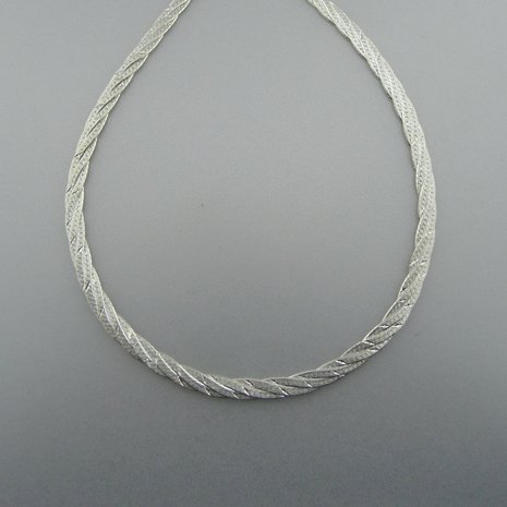 Zilveren Ketting Plat Gevlochten 50 cm 