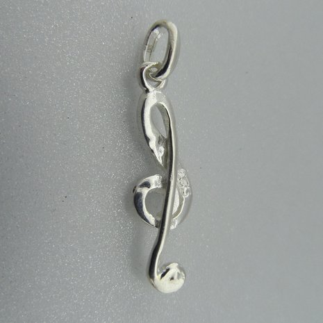 Zilveren Hanger Muziek Sleutel met Zirkonia 