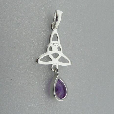 Zilveren Hanger Keltische Triquetra met Amethist  