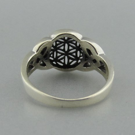 Zilveren Ring Flower of Life met Keltische Triquetra