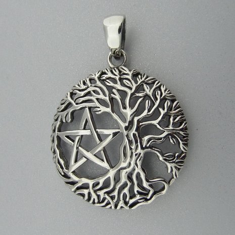 Zilveren Hanger Levensboom met Pentagram 