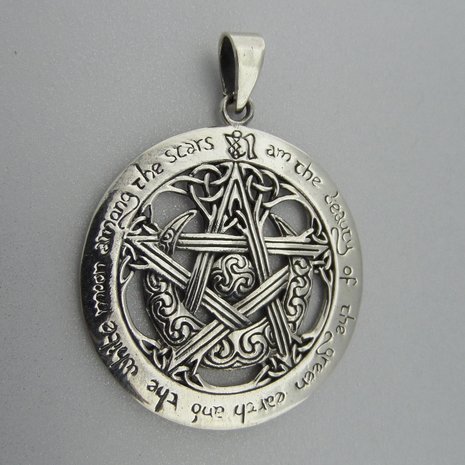 Zilveren Hanger Pentagram Halve Maan Keltische Triskel Triquetra  