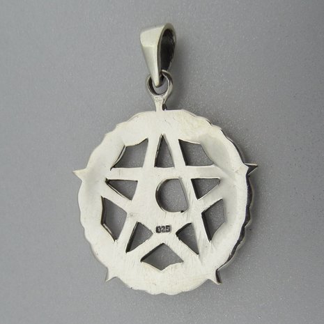 Zilveren Hanger Pentagram Halve Maan in Keltische Cirkel  