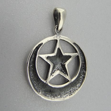 Zilveren Hanger Pentagram in Keltische Halve Maan 