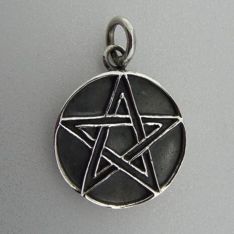 Zilveren Hanger Pentagram Geoxideerd 