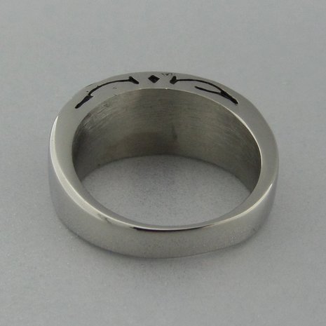 Edelstaal Ring Doodshoofd met Vleugels   