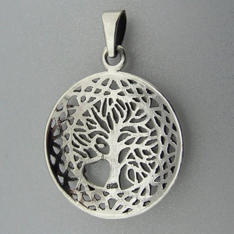 Zilveren Hanger Levensboom in Keltische Cirkel   