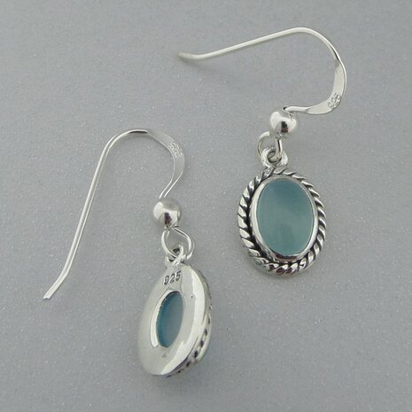 Zilveren Oorbel Aqua Chalcedony  