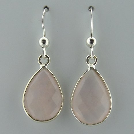 Zilveren Oorbel Rose Quartz  