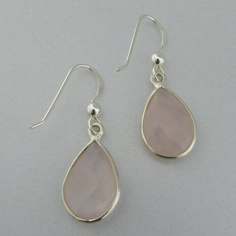 Zilveren Oorbel Rose Quartz  